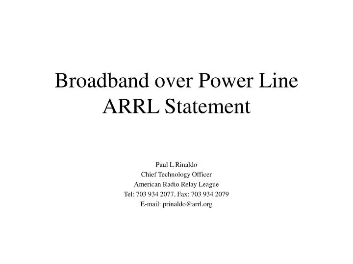 broadband over power line arrl statement