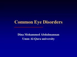 Common Eye Disorders