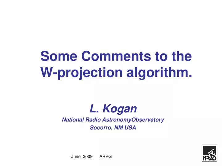 some comments to the w projection algorithm