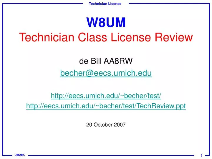 w8um technician class license review
