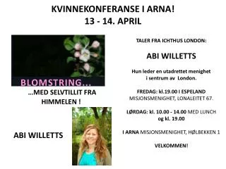 kvinnekonferanse i arna 13 14 april