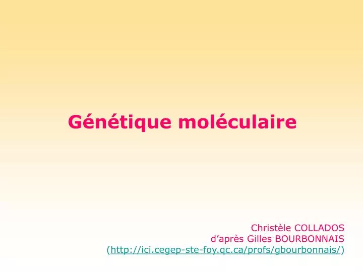 g n tique mol culaire