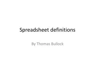 Spreadsheet definitions