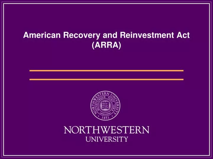 american recovery and reinvestment act arra