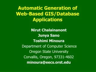 automatic generation of web based gis database applications