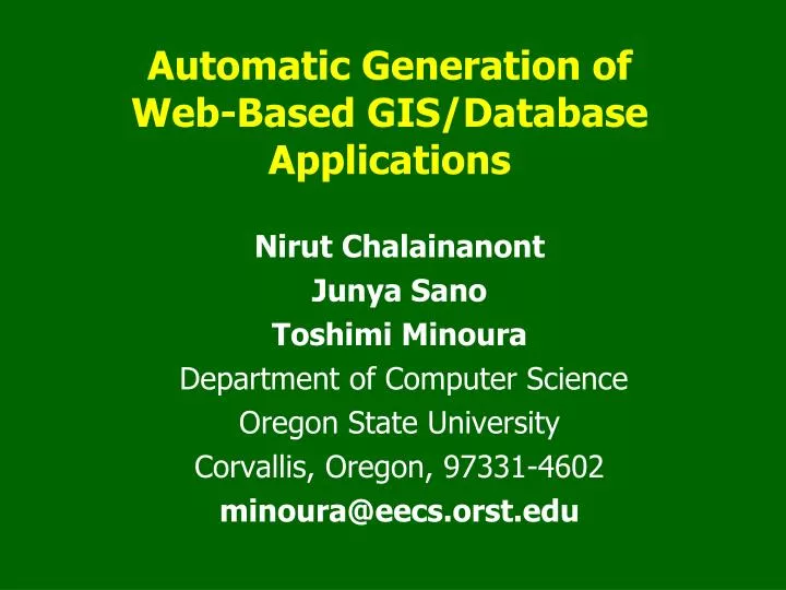 automatic generation of web based gis database applications