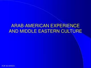 ARAB-AMERICAN EXPERIENCE AND MIDDLE EASTERN CULTURE