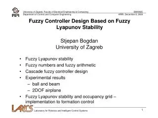 Fuzzy Controller Design Based on Fuzzy Lyapunov Stability