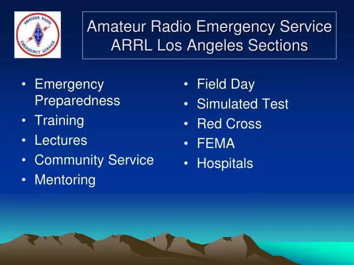 amateur radio emergency service arrl los angeles sections
