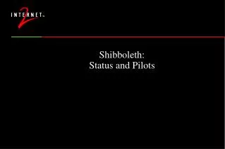 Shibboleth: Status and Pilots