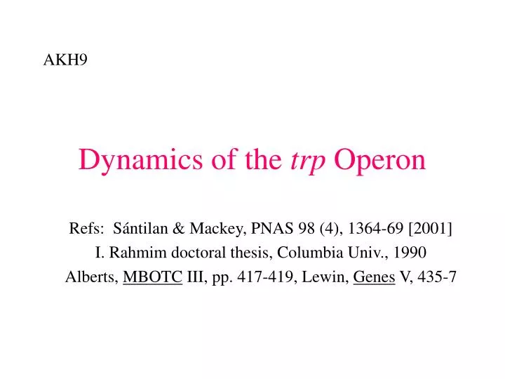 dynamics of the trp operon