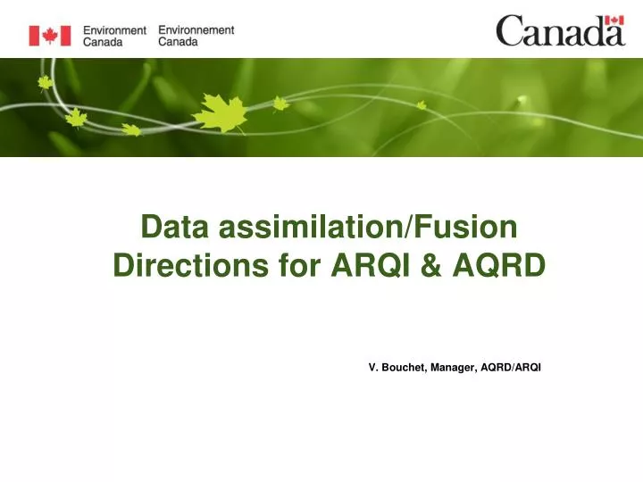 data assimilation fusion directions for arqi aqrd