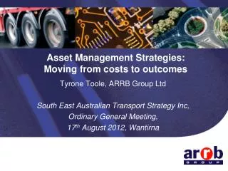 Asset Management Strategies: Moving from costs to outcomes