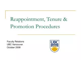 Reappointment, Tenure &amp; Promotion Procedures