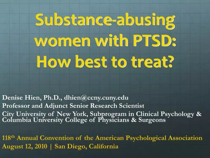 substance abusing women with ptsd how best to treat