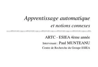 apprentissage automatique et notions connexes