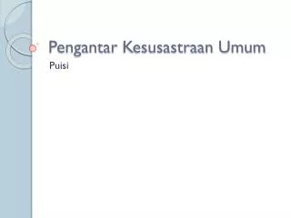 pengantar kesusastraan umum