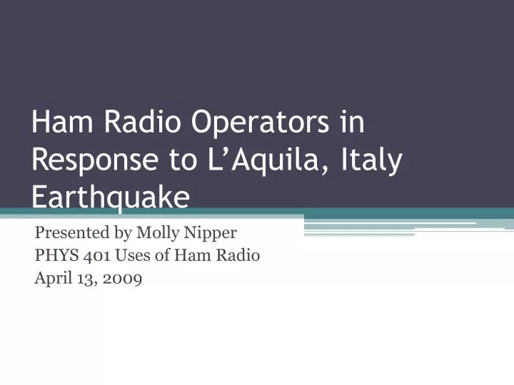 ham radio operators in response to l aquila italy earthquake