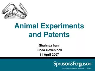 Animal Experiments and Patents