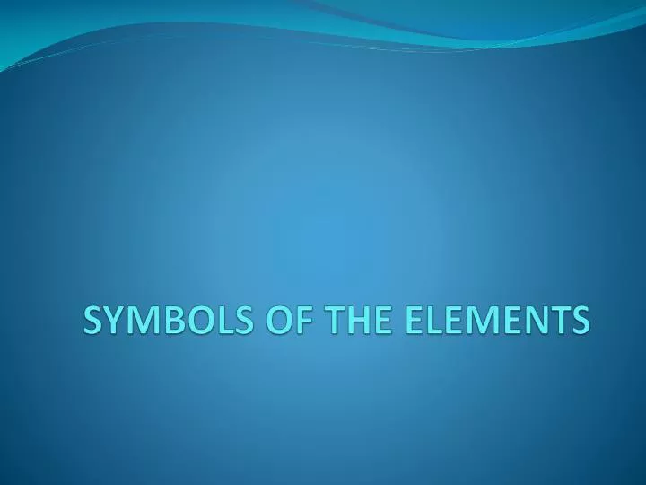 symbols of the elements