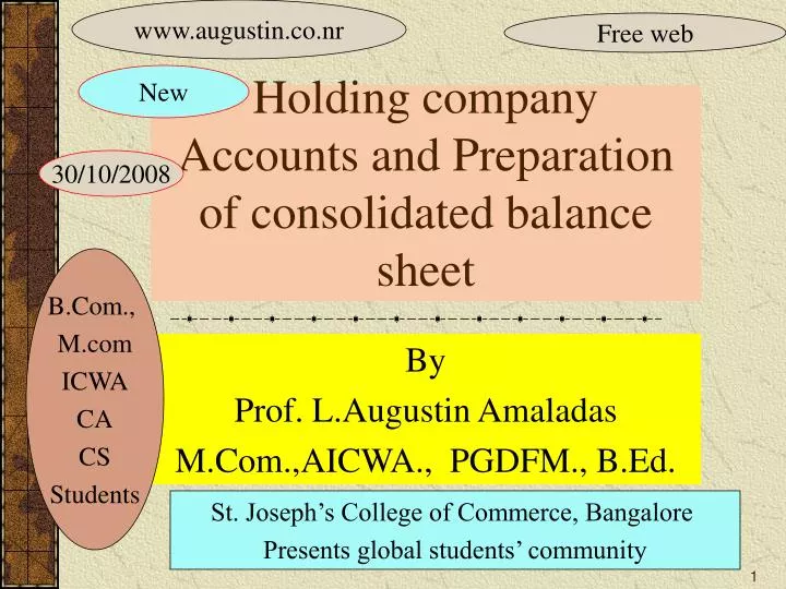 holding company accounts and preparation of consolidated balance sheet