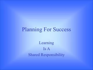 Planning For Success