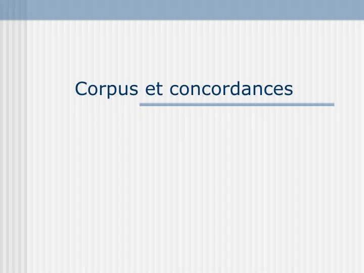 corpus et concordances