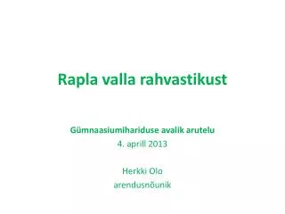 rapla valla rahvastikust