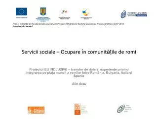servicii sociale ocupare n comunit ile de romi