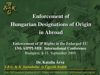 Enforcement of Hungarian Designations of Origin in Abroad