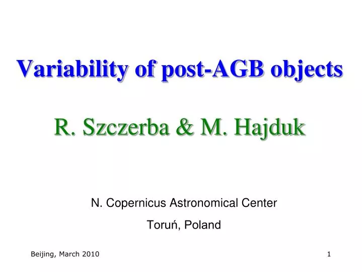 variability of post agb objects r szczerba m hajduk