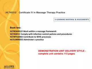 HLT40312 Certificate IV in Massage Therapy Practice