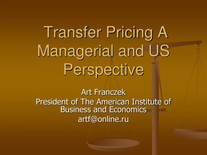 transfer pricing a managerial and us perspective