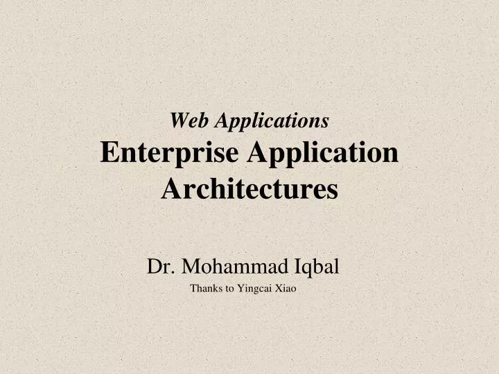 web applications enterprise application architectures