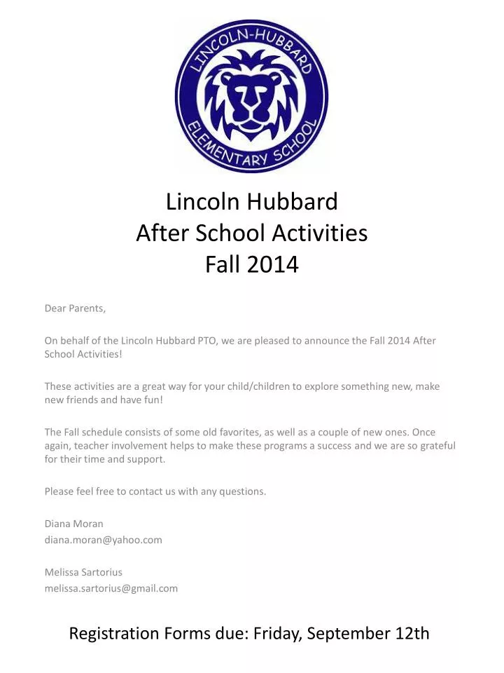 lincoln hubbard after school activities fall 2014
