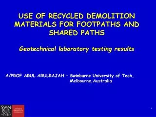 Use of recycled demolition materials for footpaths and shared paths