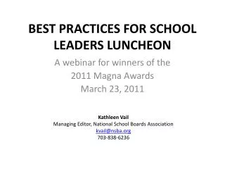 BEST PRACTICES FOR SCHOOL LEADERS LUNCHEON