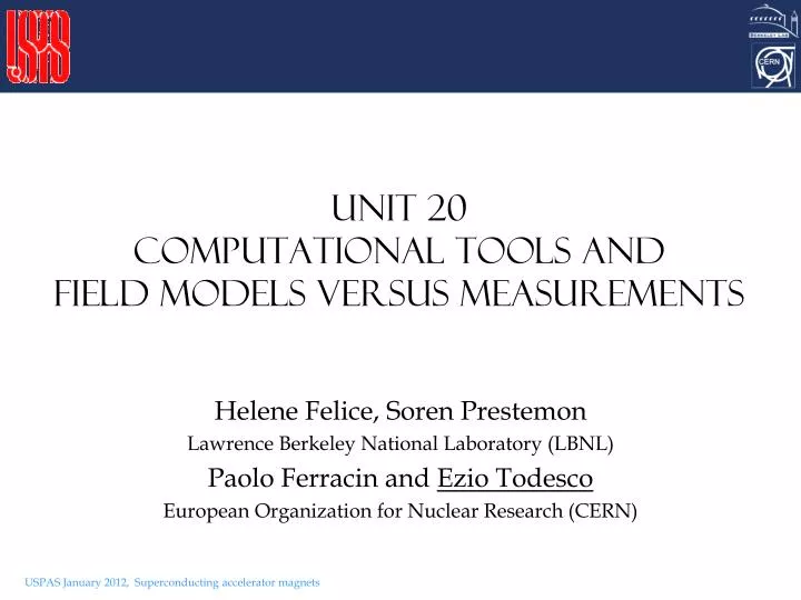 unit 20 computational tools and field models versus measurements