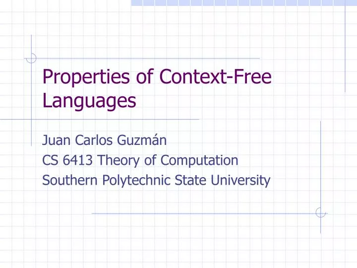 properties of context free languages