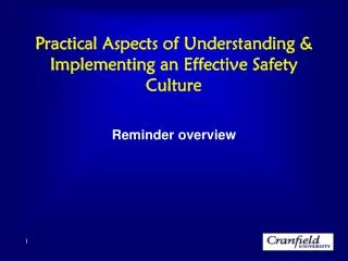 Practical Aspects of Understanding &amp; Implementing an Effective Safety Culture