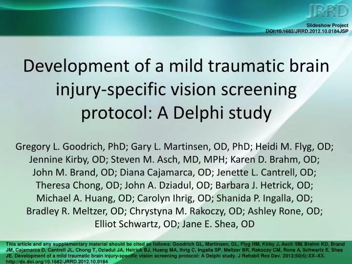 development of a mild traumatic brain injury specific vision screening protocol a delphi study