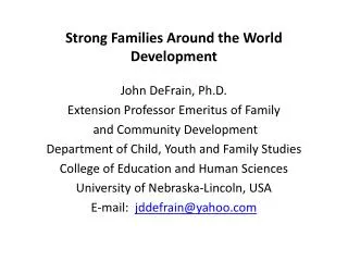 Strong Families Around the World Development
