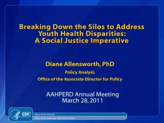 Breaking Down the Silos to Address Youth Health Disparities: A Social Justice Imperative