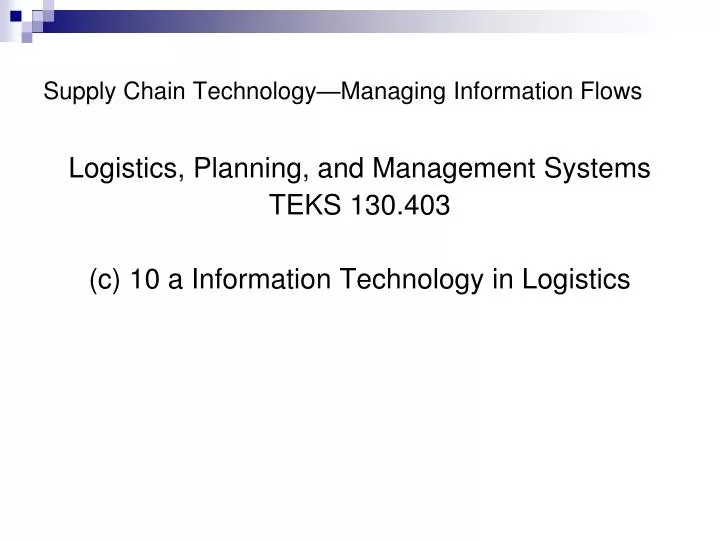 supply chain technology managing information flows