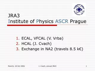 JRA3 I nstitute of P hysics ASCR Prague