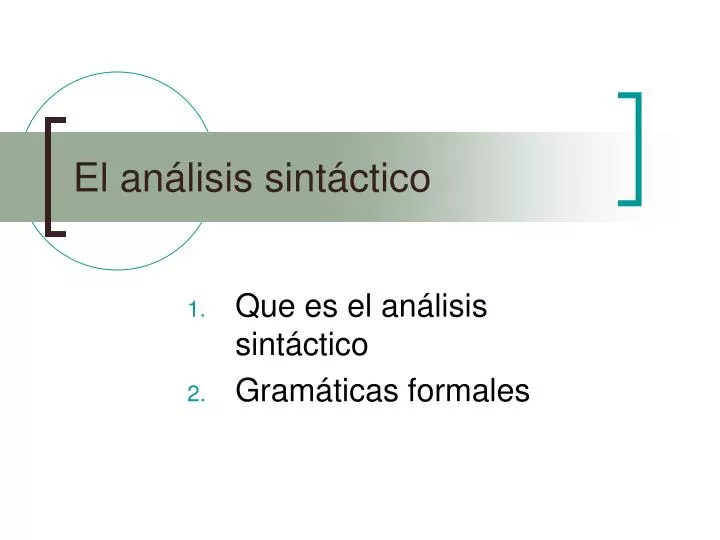 el an lisis sint ctico