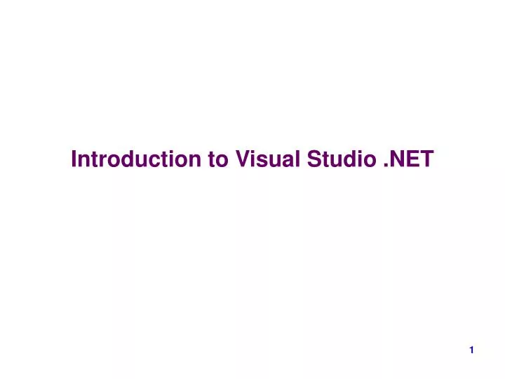 introduction to visual studio net