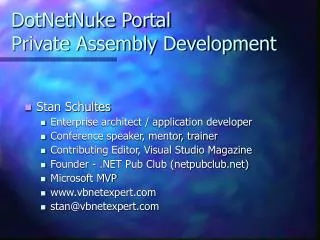 DotNetNuke Portal Private Assembly Development