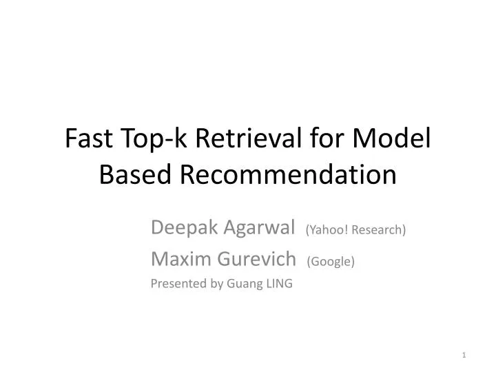 fast top k retrieval for model based recommendation