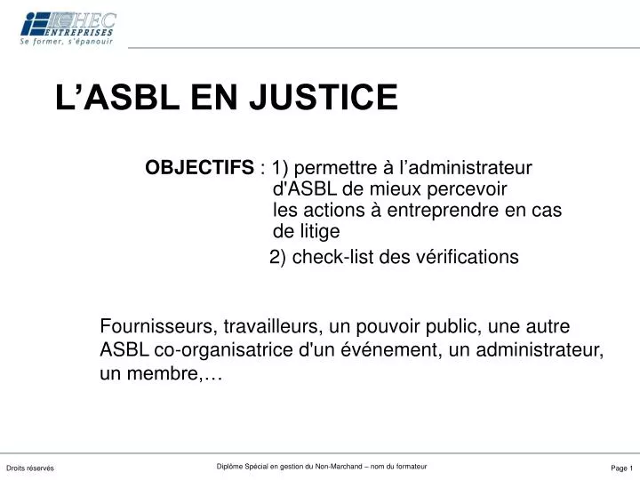 l asbl en justice